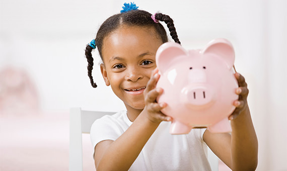 girl with piggy bank